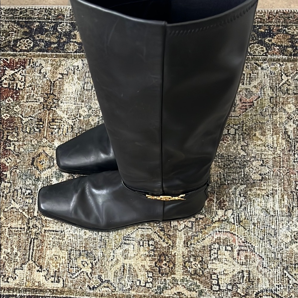 Sam Edelman Black Knee-High Leather Boots - Picture 4 of 8